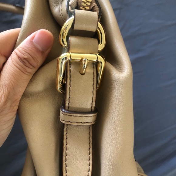 Authentic MCM Beige Leather Hobo Shoulder Bag - Picture 8 of 14